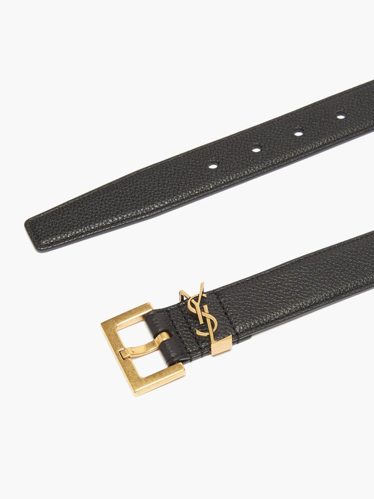 YSL-plaque grained-leather belt商品第4张图片规格展示