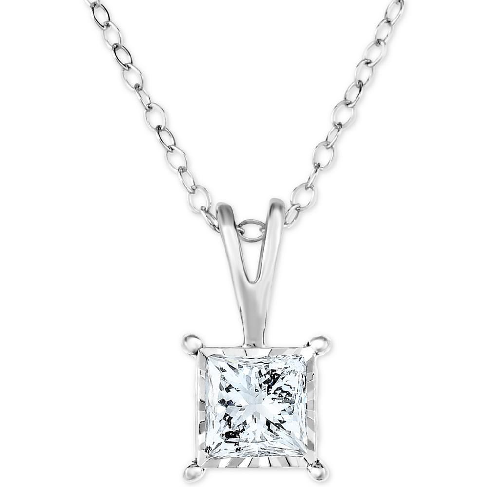 商品TruMiracle|Diamond Princess 18" Pendant Necklace (1/2 ct. t.w.) in 14k White, Yellow, or Rose Gold,价格¥11208,第1张图片