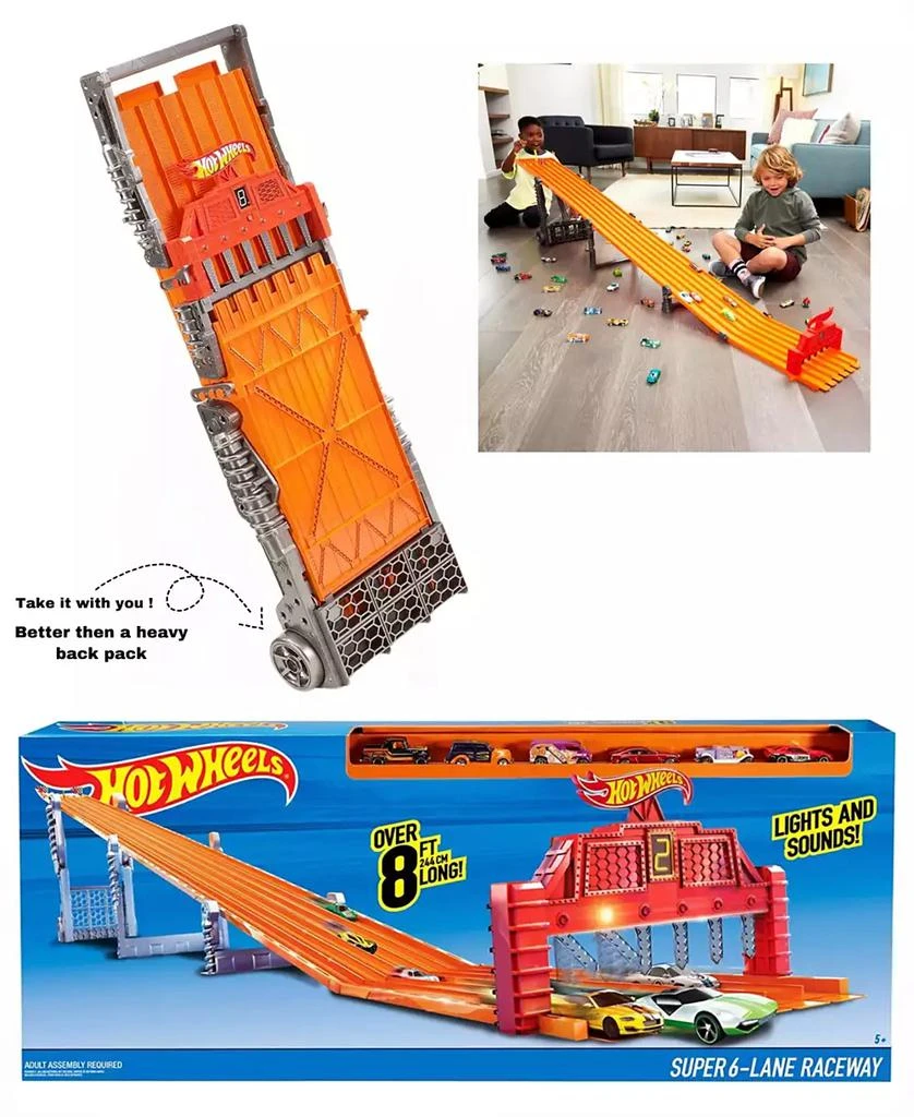 商品Mattel|Hot Wheels Long Alley Race Track and Travel System Play Set, 12 Piece,价格¥1122,第1张图片