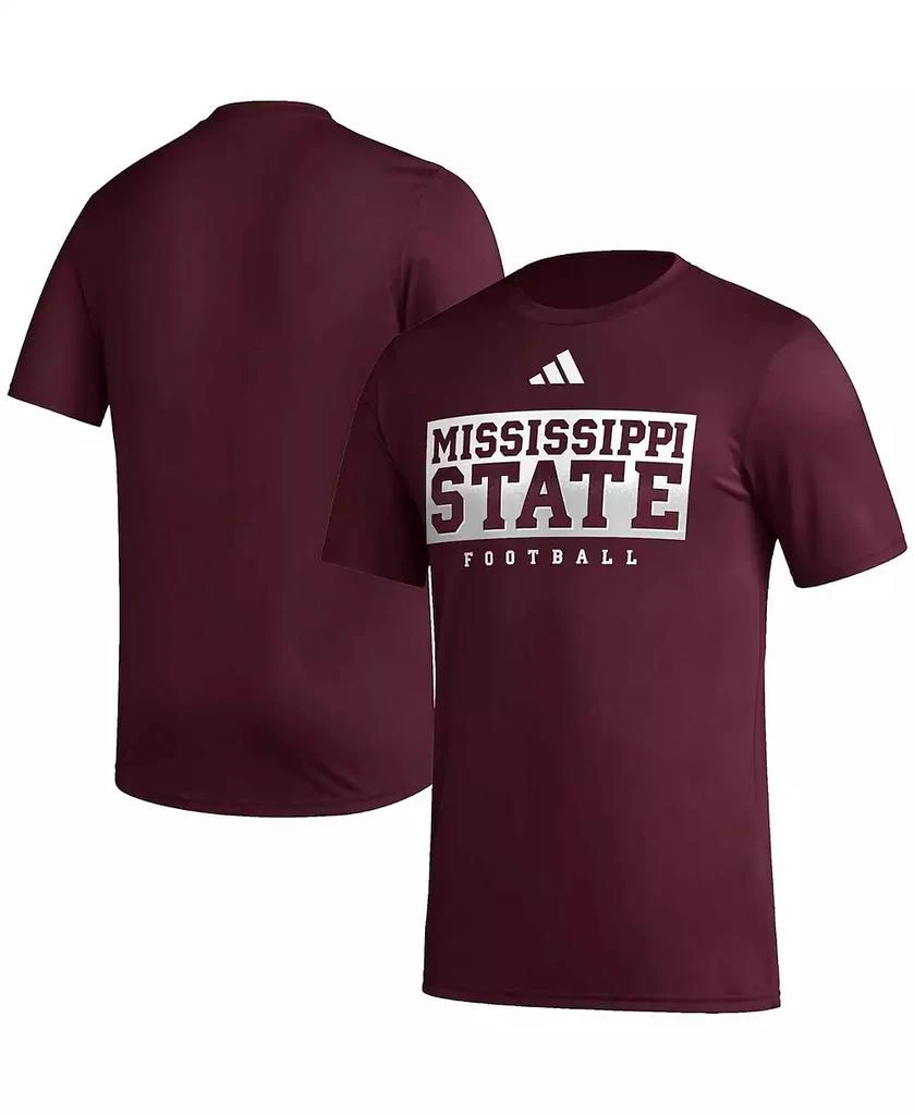 商品Adidas|Men's Maroon Mississippi State Bulldogs Football Practice AEROREADY Pregame T-shirt,价格¥240,第1张图片