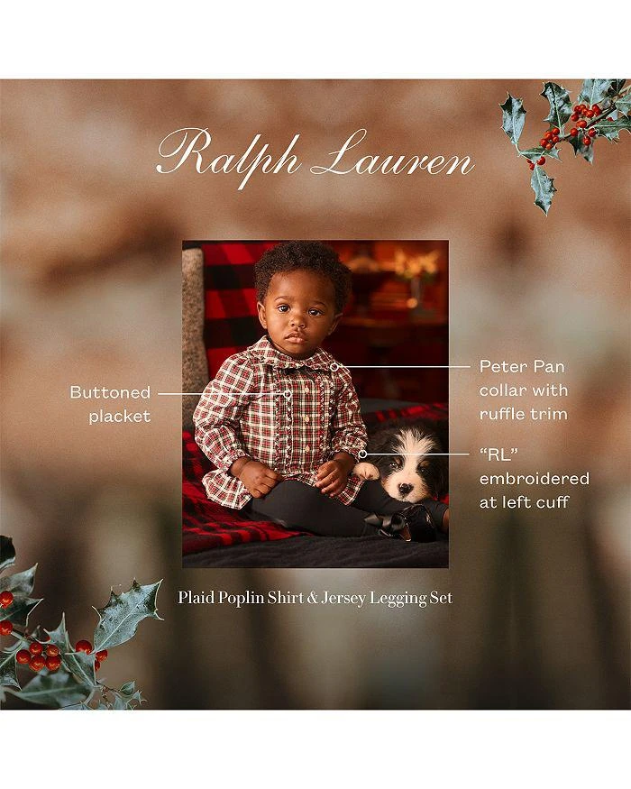 商品Ralph Lauren|Girls' Plaid Poplin Shirt & Tuxedo Leggings Set - Baby,价格¥170,第3张图片详细描述