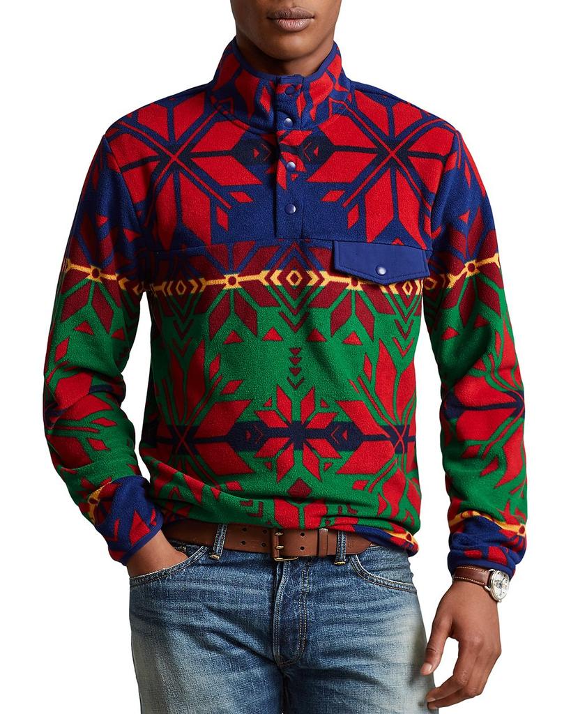 Fleece Geo-Print Half-Snap Mock Neck Sweatshirt商品第1张图片规格展示