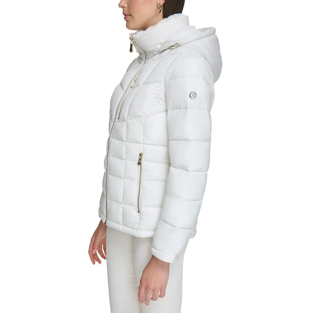 商品Calvin Klein|Women's Petite Faux-Fur-Trim Hooded Puffer Coat, Created for Macy's,价格¥732,第3张图片详细描述