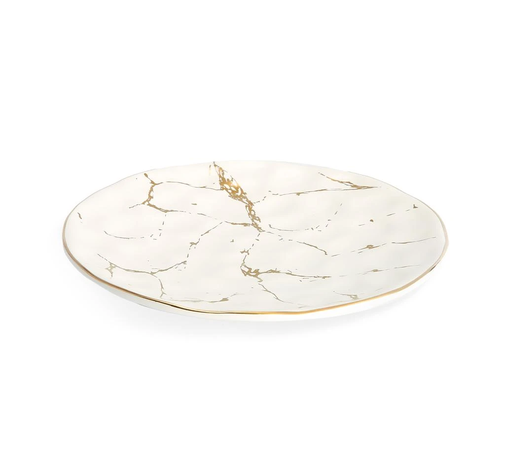商品Classic Touch Decor|Set of 4 White Porcelain Dinner Plates with Gold Design - 10"D,价格¥492,第1张图片