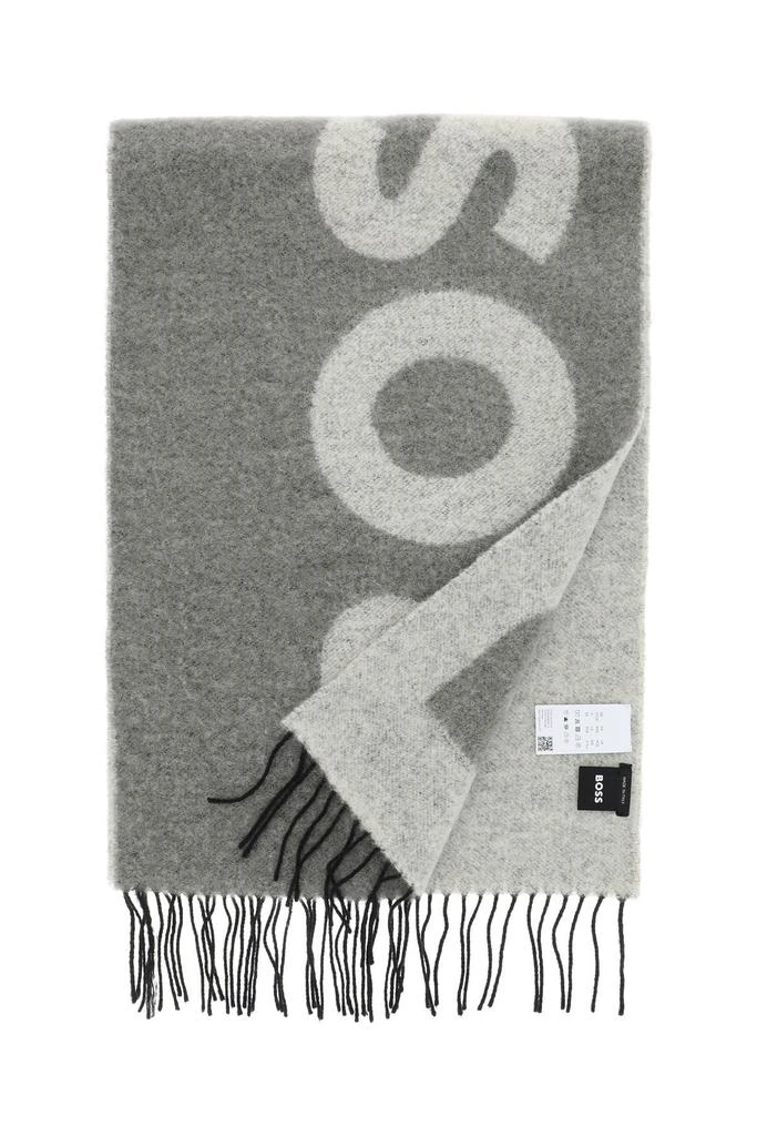 商品Hugo Boss|Boss Bouclé Wool Blend Scarf With Logo,价格¥420,第2张图片详细描述