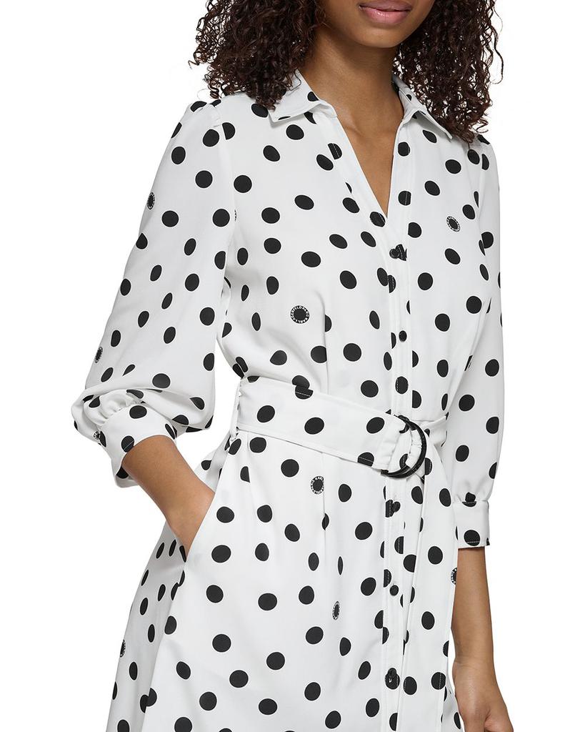 Belted Polka Dot Shirt Dress商品第2张图片规格展示