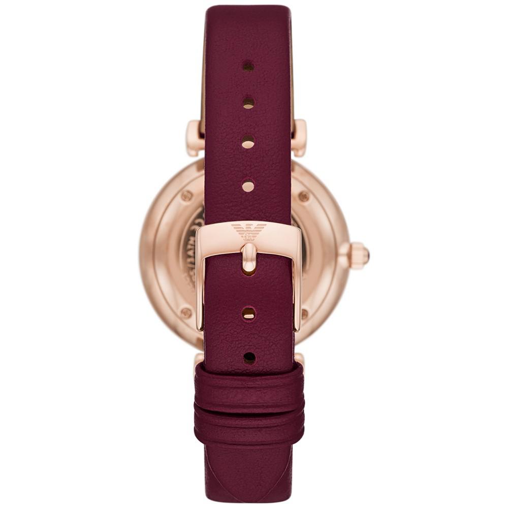 Women's Burgundy Leather Strap Watch 32mm商品第3张图片规格展示