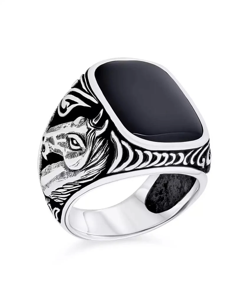 商品Bling Jewelry|Natural Black Onyx Equestrian Stallion Horse Ring Sterling Silver,价格¥571,第1张图片