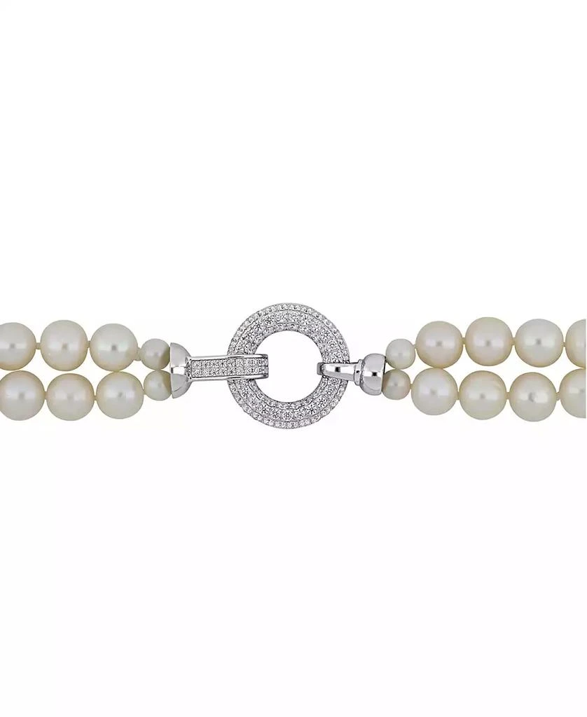 商品Macy's|Cultured Freshwater Pearl (7 - 8mm) & Cubic Zirconia Double Strand 17" Collar Necklace,价格¥1724,第3张图片详细描述