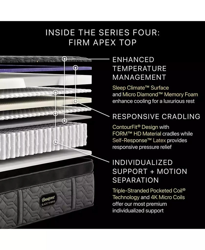 商品Beautyrest|Hybrid Series Four 16" Firm Apex Pillow Top Mattress -,价格¥29232,第3张图片详细描述