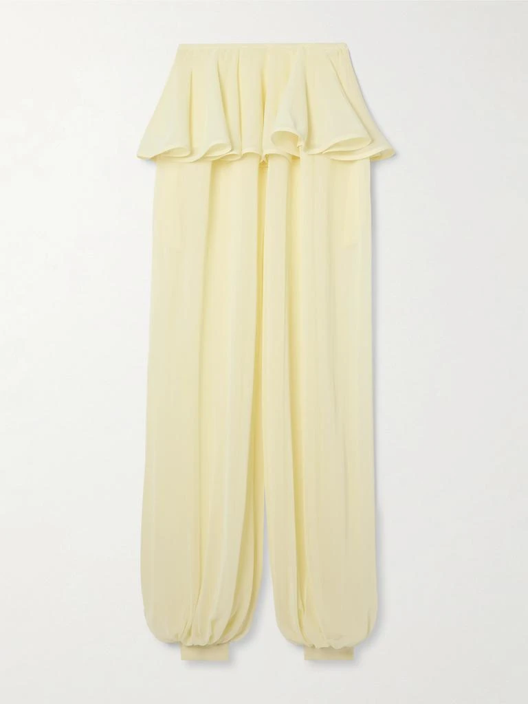 商品Alaïa|褶裥乔其纱荷叶腰摆锥形裤,价格¥21523,第1张图片
