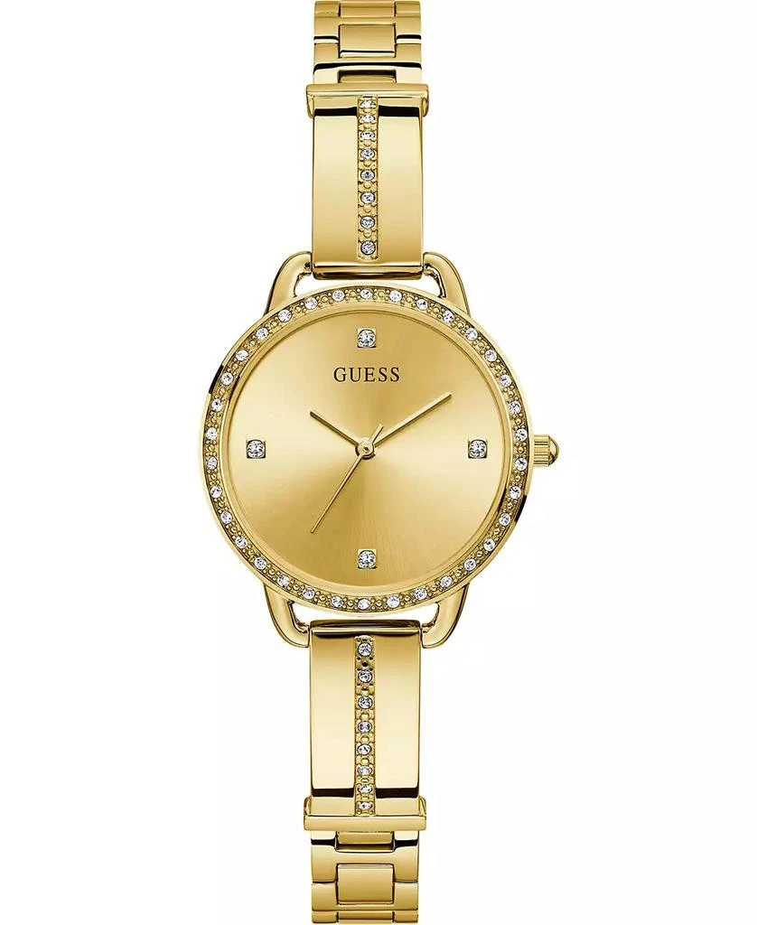 商品GUESS|Women's Gold-Tone Stainless Steel Semi-Bangle Bracelet Watch 30mm,价格¥690,第1张图片