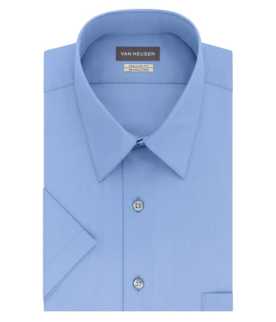 Men's Short Sleeve Dress Shirt Regular Fit Poplin Solid商品第1张图片规格展示