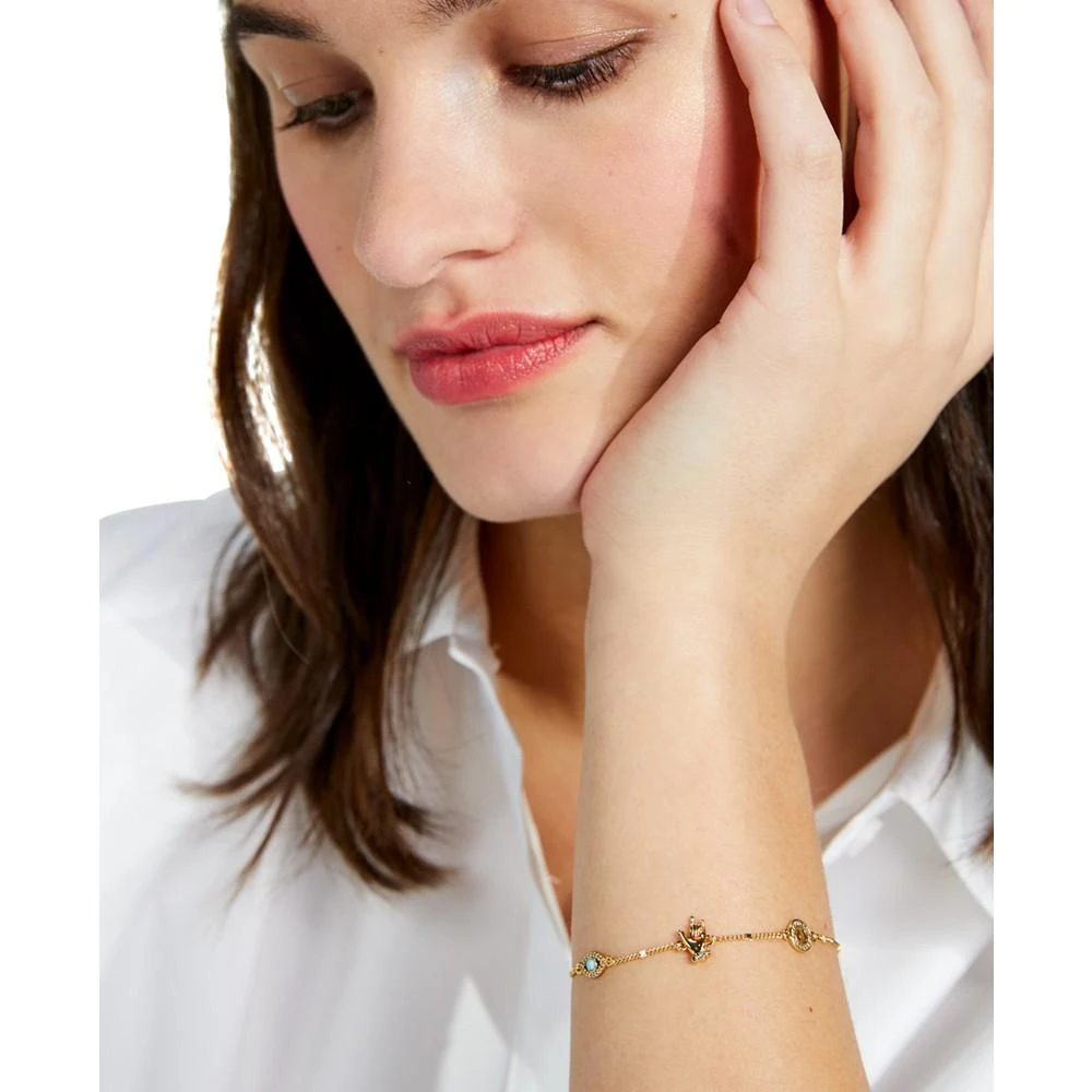 商品Kate Spade|Gold-Tone Pavé & Stone Eye Love U Link Bracelet,价格¥393,第2张图片详细描述