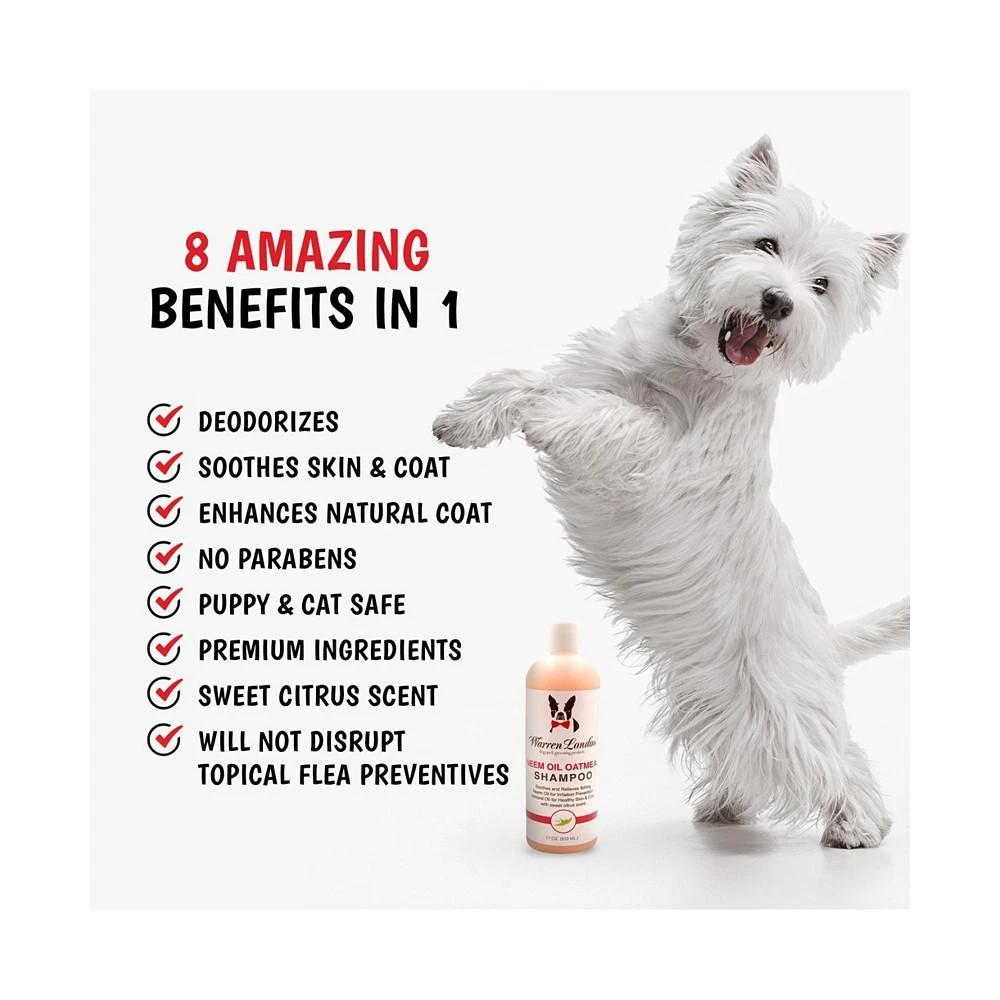商品Warren London|Neem Oil Oatmeal Dog Shampoo by | For Sensitive Dry Itchy Skin Relief w/ Neem Oil, Vitamins, & Oat Proteins | Made In USA,价格¥120,第3张图片详细描述