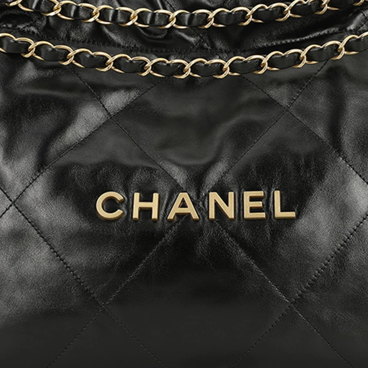 商品[国内直发] Chanel|香奈儿 22Bag 24C 早春度假系列 金扣大容量 皮革 手提单肩包 常规 女款 黑色,价格¥46836,第7张图片详细描述