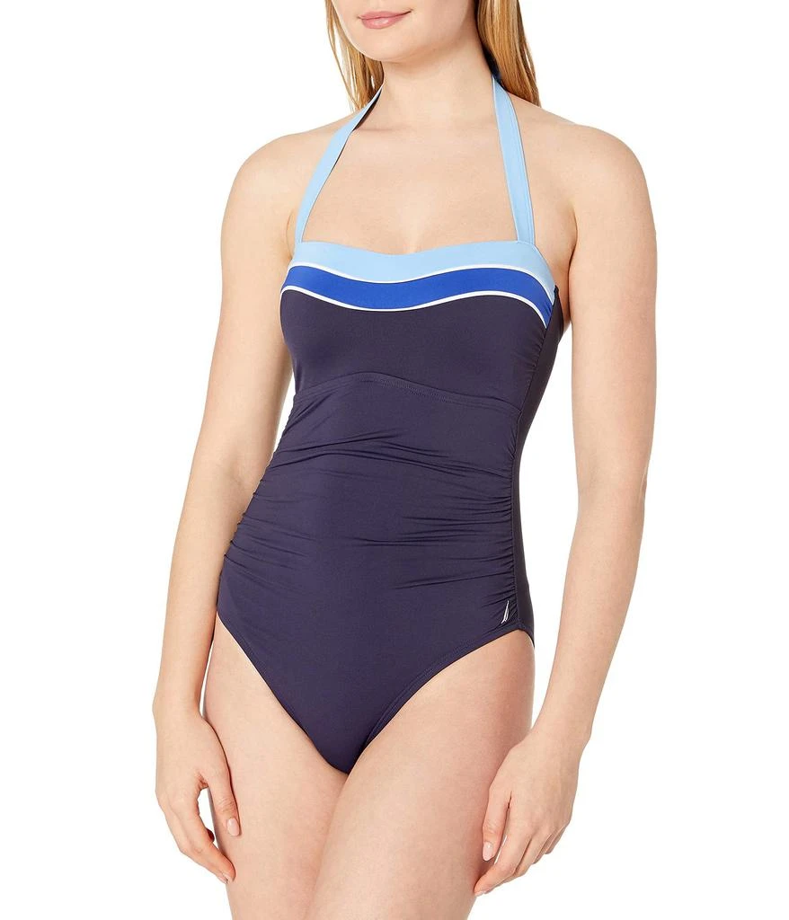 商品Nautica|Women's Standard Shirred Front Colorblock Halter One Piece,价格¥809,第1张图片