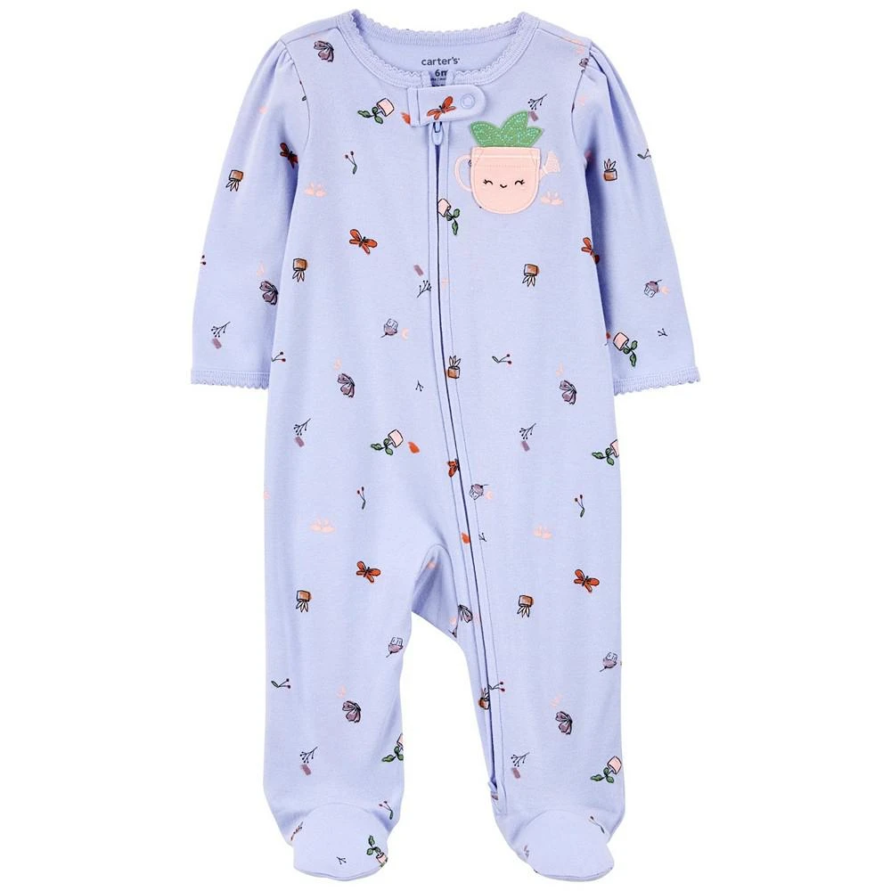 商品Carter's|Baby Girls Plant Zip Up Cotton Sleep and Play,价格¥135,第1张图片