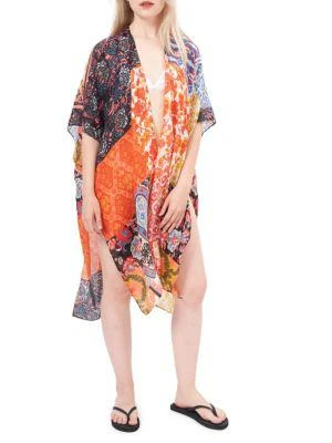 商品Save The Ocean|Floral & Garland Chiffon Cover-Up Kimono,价格¥278,第1张图片