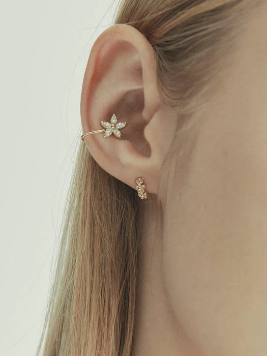 商品LUNNE|14k Gold Marquise Cut Cubic Flower Ear Cuff Earring B07,价格¥1450,第2张图片详细描述