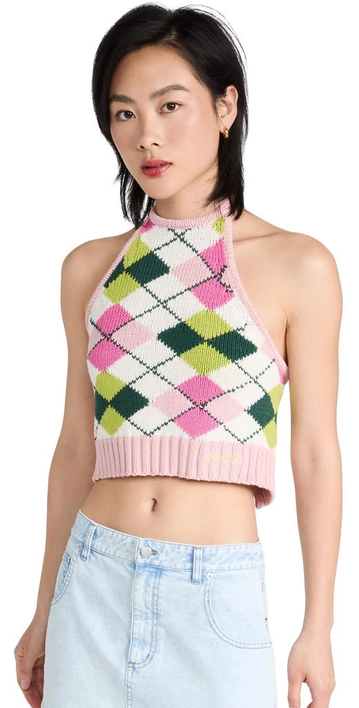 商品Ganni|GANNI Graphic Cotton Halterneck Top,价格¥347,第1张图片