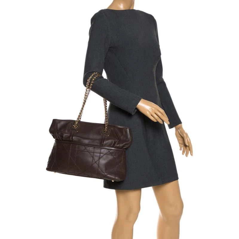 商品[二手商品] Dior|Dior Dark Brown Cannage Leather Granville Chain Link Tote,价格¥4712,第2张图片详细描述
