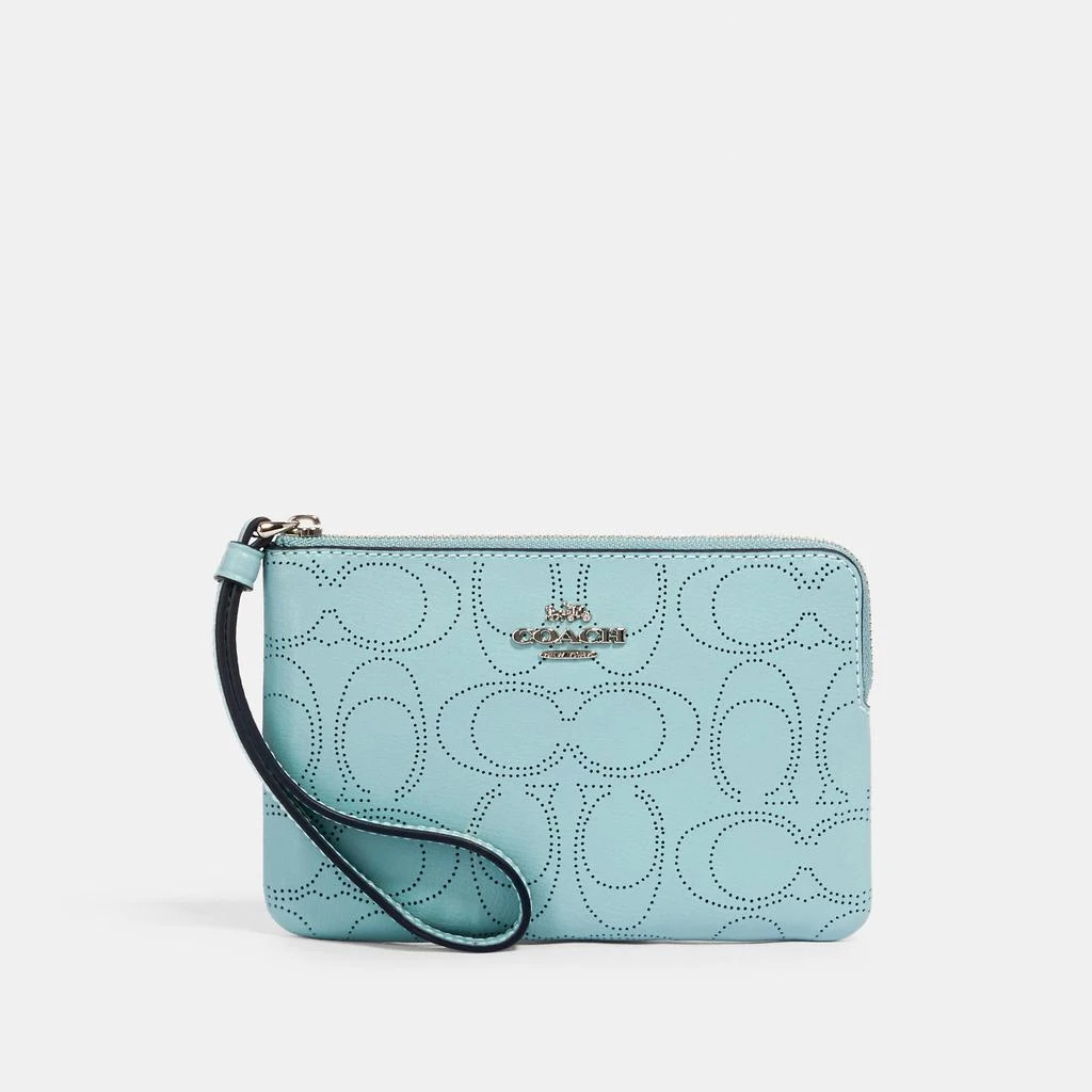 商品Coach|COACH Corner Zip Wristlet In Signature Leather,价格¥282,第4张图片详细描述