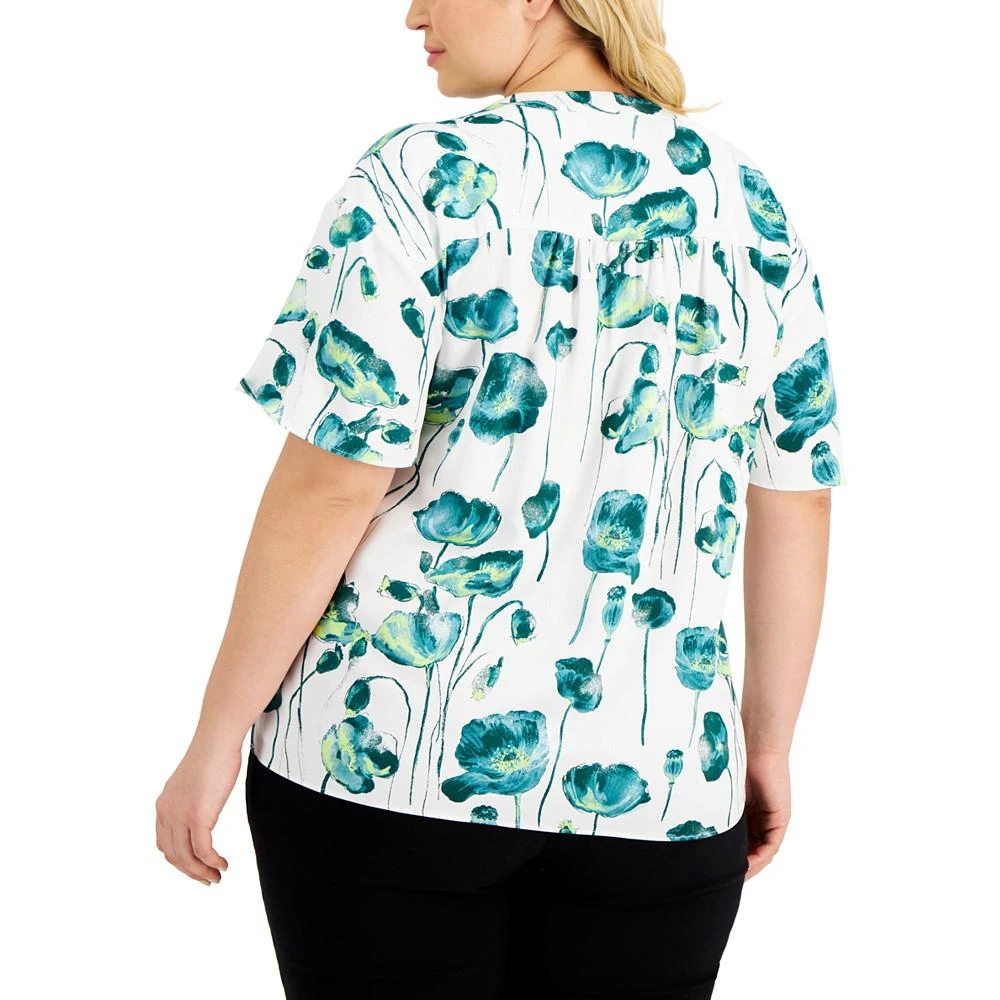 商品Alfani|Plus Size Printed Dolman-Sleeve V-Neck Top,价格¥198,第2张图片详细描述