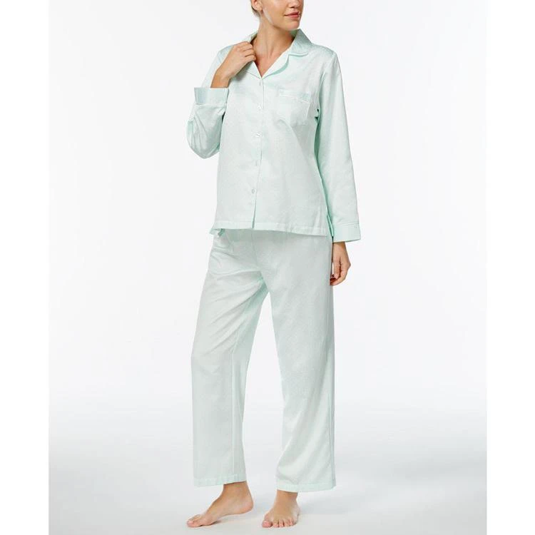 商品Miss Elaine|Petite Jacquard-Brushed-Back Satin Pajama Set,价格¥223,第1张图片