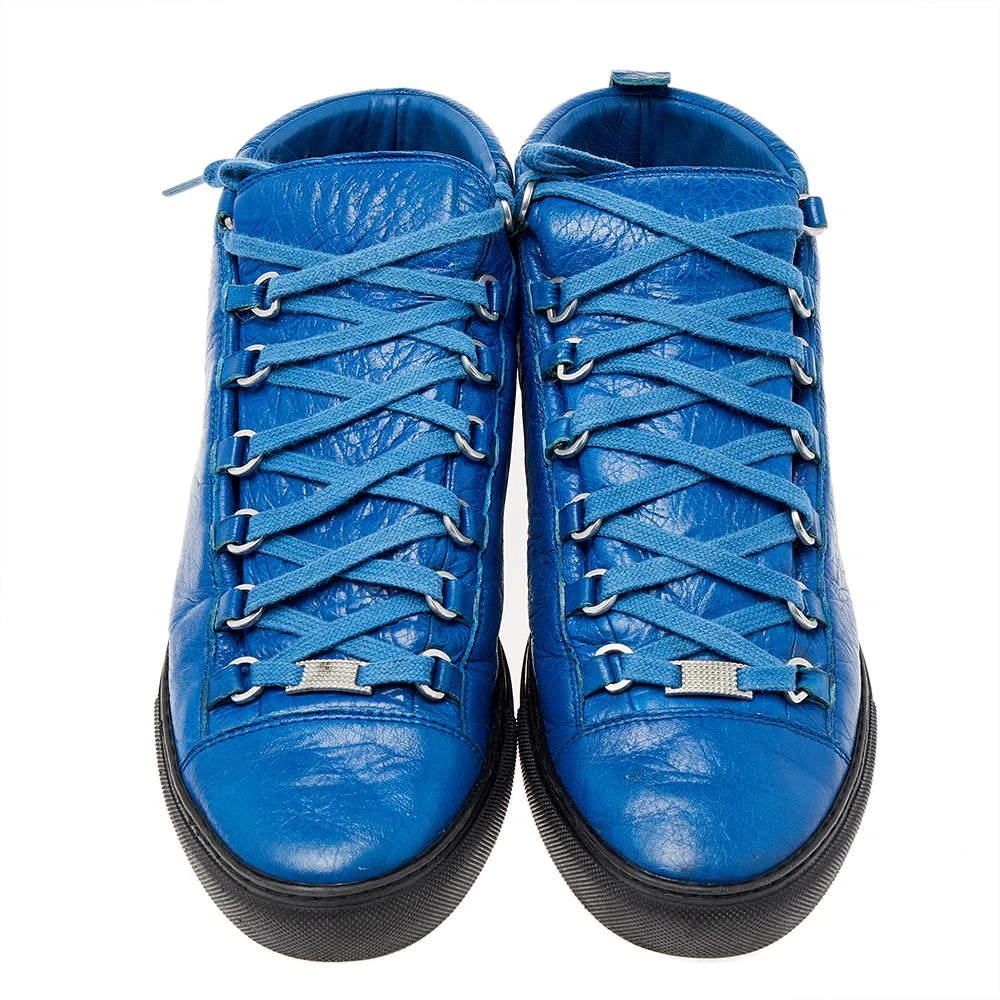 商品[二手商品] Balenciaga|Balenciaga Blue Leather High Top Sneakers Size 43,价格¥2334,第3张图片详细描述