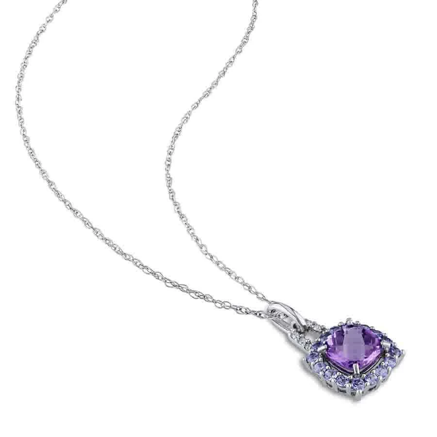 商品Amour|2 1/3 CT TGW Amethyst Tanzanite and Diamond Accent Pendant with Chain In Sterling Silver,价格¥817,第3张图片详细描述