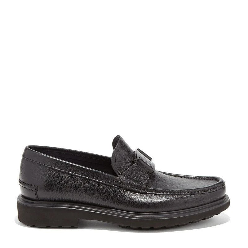 商品Salvatore Ferragamo|Salvatore Ferragamo 菲拉格慕 男士黑色VARA扣饰休闲乐福鞋 02-9390-673838,价格¥6022,第1张图片