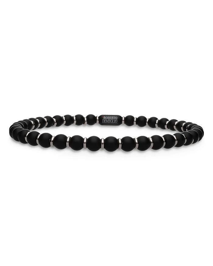商品Roberto Demeglio|18K White Gold & Matte Black Ceramic Stretch Bracelet,价格¥3642,第1张图片
