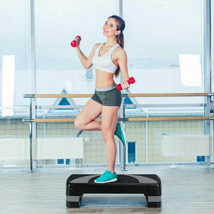 商品Hivvago|31 Inch Adjustable Exercise Aerobic Stepper with Non-Slip Pads-Gray,价格¥606,第2张图片详细描述