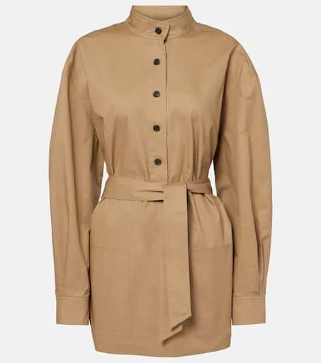 商品Yves Saint Laurent|束带棉质哔叽面料罩衫裙,价格¥17211,第1张图片