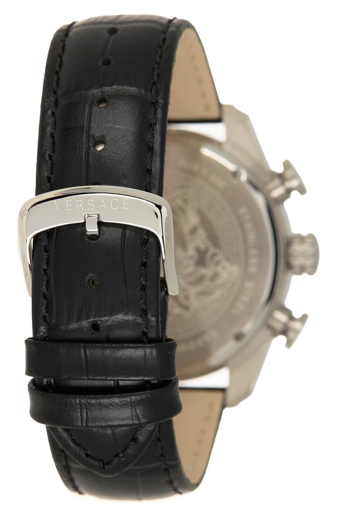 Men's Tachymeter Croc Embossed Leather Strap Watch, 44mm商品第2张图片规格展示