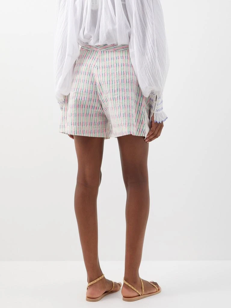 商品Thierry Colson|Kenya pleated geometric-print cotton-lawn shorts,价格¥610,第5张图片详细描述