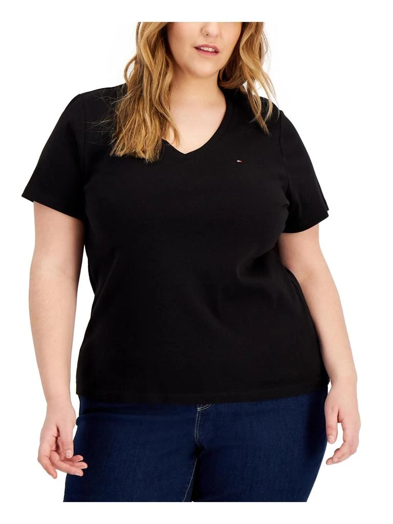 商品Tommy Hilfiger|Plus Womens Cotton V-Neck T-Shirt,价格¥185,第1张图片