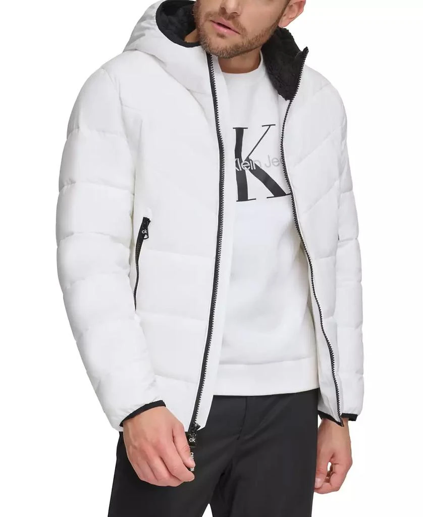 商品Calvin Klein|Men's Chevron Stretch Jacket With Sherpa Lined Hood,价格¥601,第3张图片详细描述