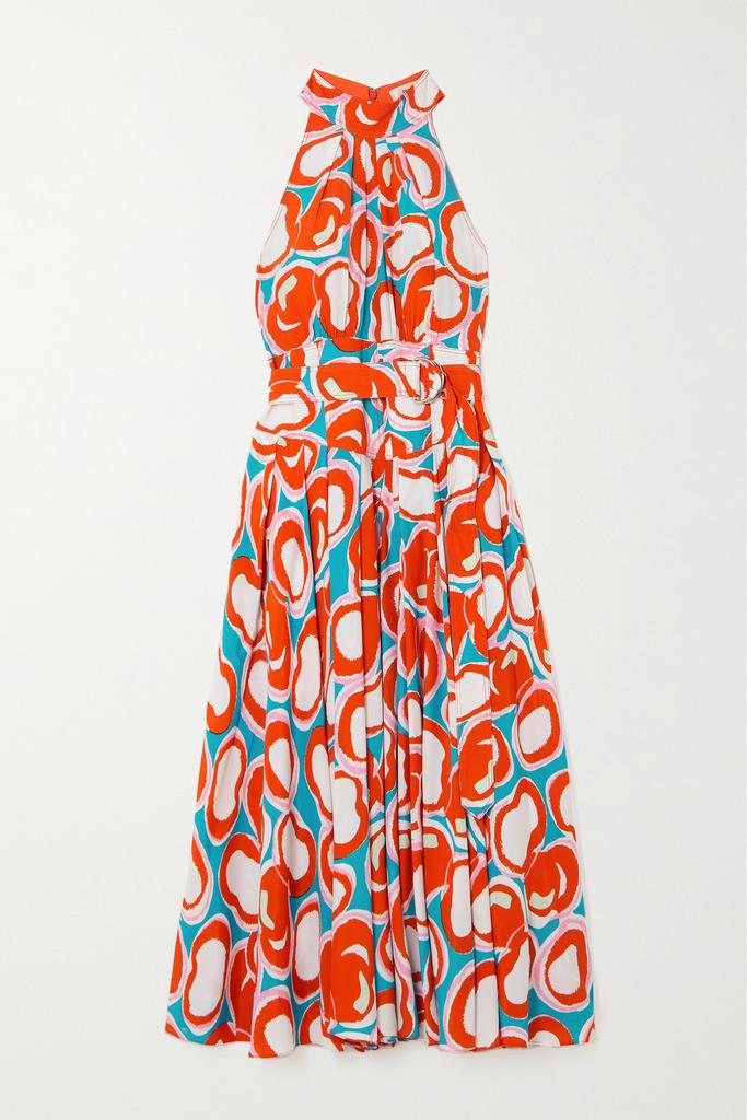 Nicola 配腰带褶裥印花绉纱中长连衣裙  - US0商品第1张图片规格展示