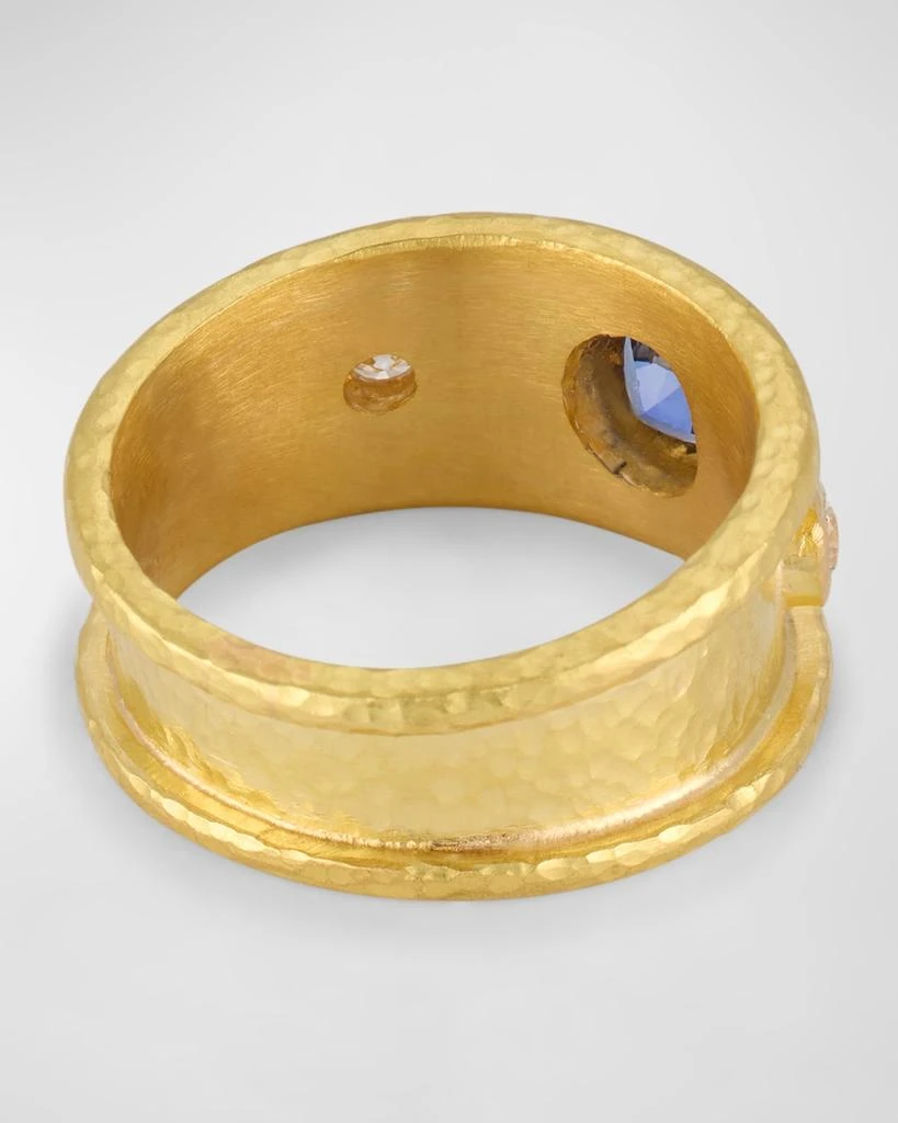 商品Elizabeth Locke|19K Yellow Gold Medium Square Blue Sapphire and Diamond Cigar Band Ring, Size 6.5,价格¥33969,第4张图片详细描述