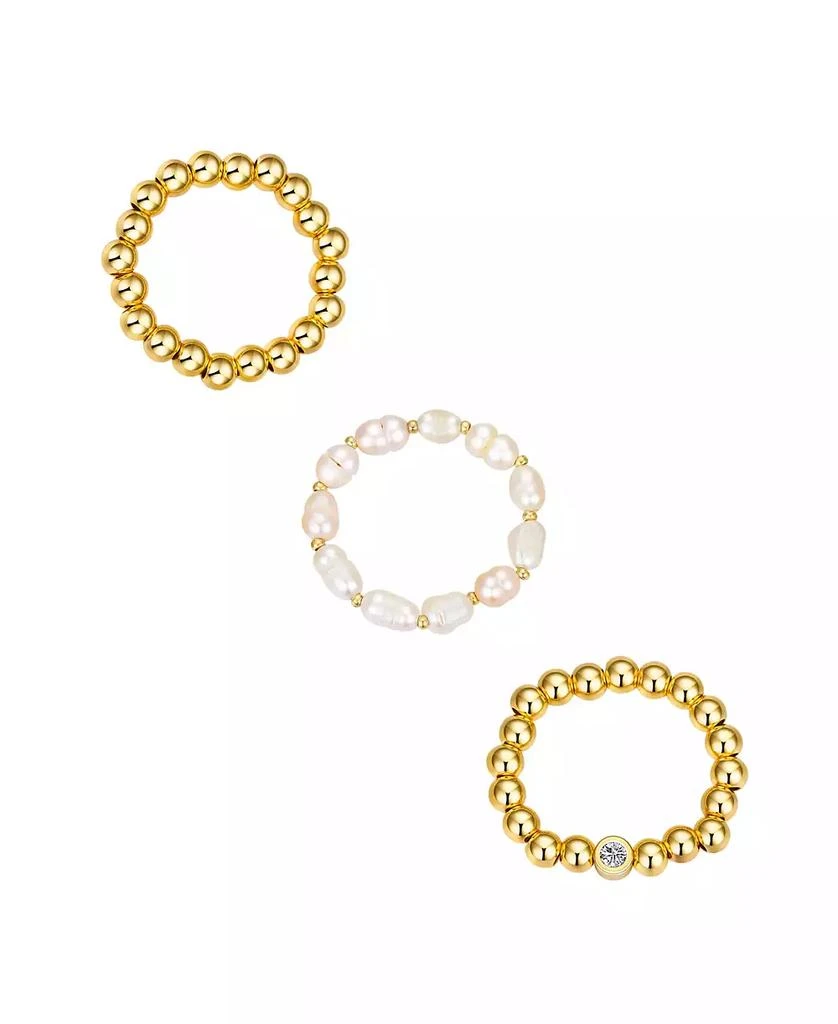 商品Unwritten|Cubic Zirconia Freshwater Cultivated Pearl Beaded Stretch Ring Set,价格¥66,第2张图片详细描述