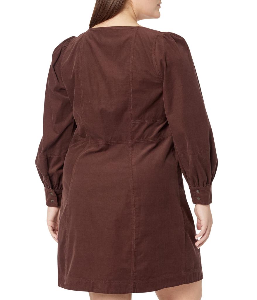 Plus Esti Long Sleeve Seamed Retro Dress - Baby Corduroy商品第2张图片规格展示