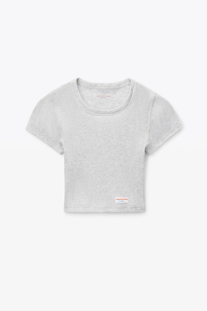 商品Alexander Wang|顺色罗纹平纹针织短款T恤 灰色 ss22,价格¥301,第3张图片详细描述
