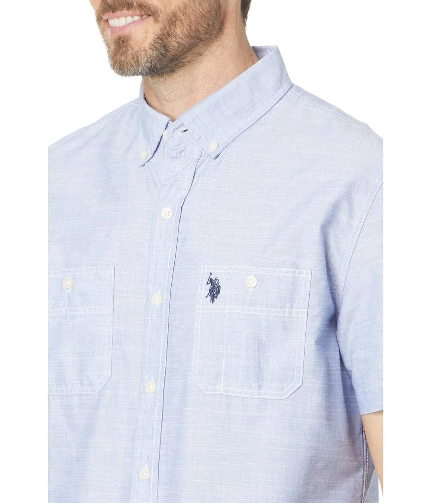 商品U.S. POLO ASSN.|Short Sleeve Solid Eoe Slub Woven Shirt,价格¥191,第3张图片详细描述