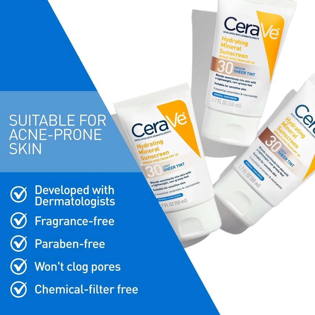 CeraVe Hydrating Mineral Tinted Sunscreen SPF 30 商品