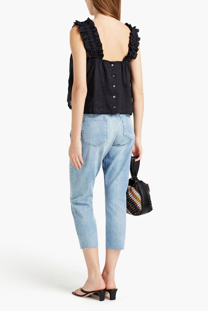 商品FRAME|Le Garcon cropped distressed mid-rise straight-leg jeans,价格¥783,第1张图片