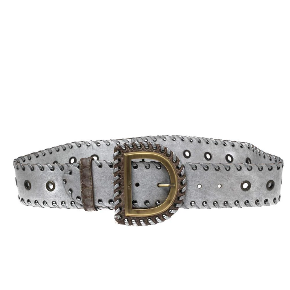商品[二手商品] Dior|Dior Grey Leather Whipstitch D Buckle Belt 90CM,价格¥2375,第1张图片
