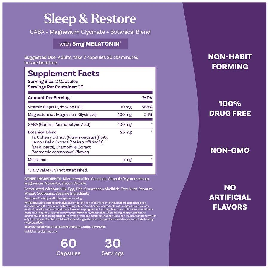 商品Natrol|Sleep & Restore with 5 mg Melatonin Capsules,价格¥169,第4张图片详细描述