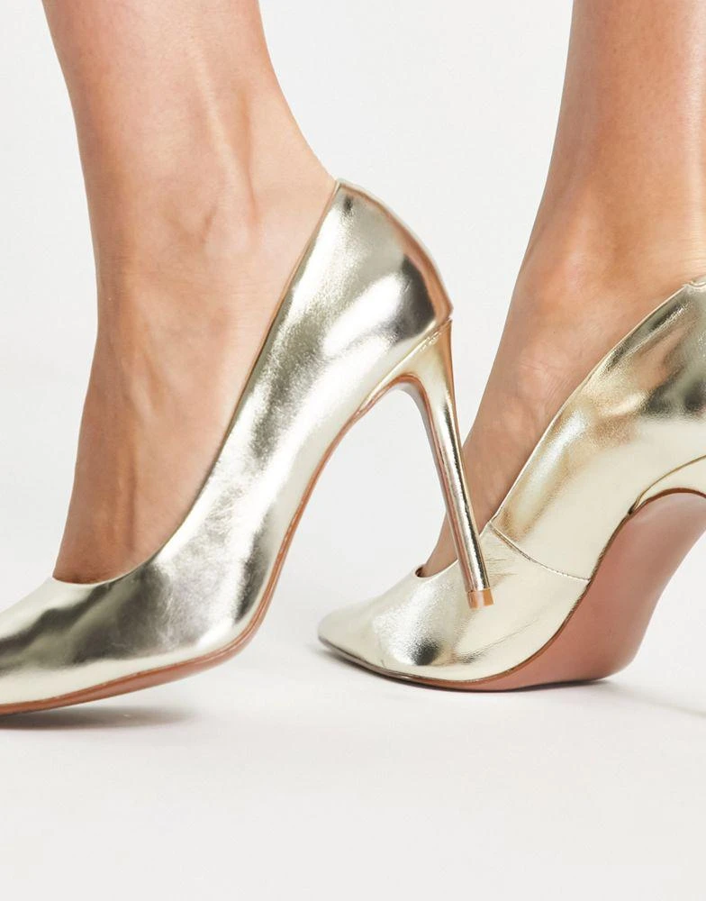 商品ASOS|ASOS DESIGN Penza pointed high heeled court shoes in gold,价格¥178,第3张图片详细描述
